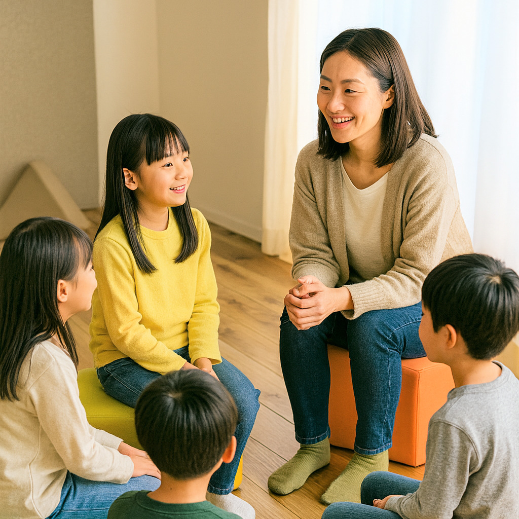 仲間と協力してブロックや工作で課題解決に取り組む子供たち